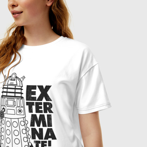 Женская футболка хлопок Oversize Доктор Кто. Далек, цвет белый - фото 3