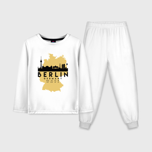 Детская пижама с лонгсливом хлопок с принтом Берлин - Германия, вид спереди #2