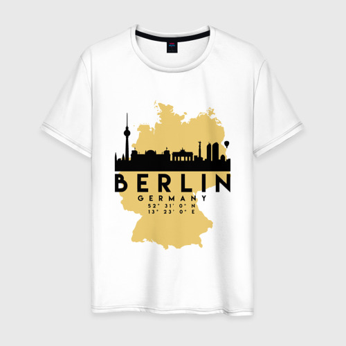 Мужская футболка из хлопка с принтом Берлин - Германия, вид спереди №1