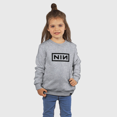 Детский свитшот хлопок с принтом Nine Inch Nails, фото на моделе #1