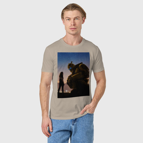 Мужская футболка хлопок Бамблби, цвет миндальный - фото 3