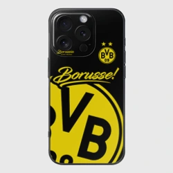 Чехол для iPhone 16 Pro силиконовый с защитой камеры Боруссия Дортмунд