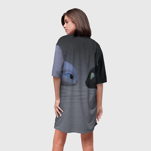 Платье-футболка 3D Как приручить дракона, цвет 3D печать - фото 4