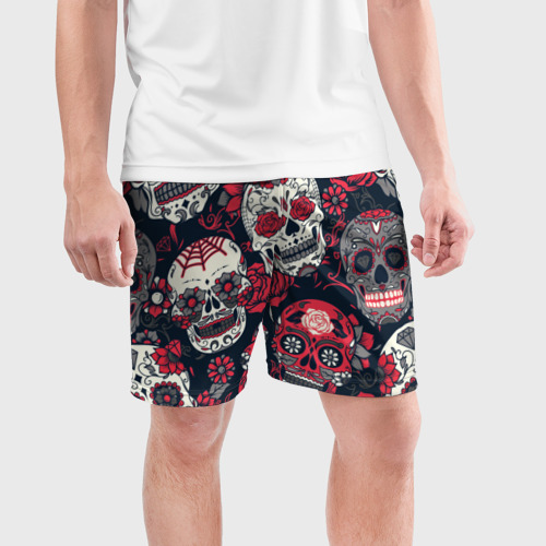 Мужские шорты спортивные Мексиканские черепа в день мертвых, цвет 3D печать - фото 3