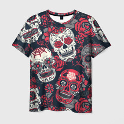 Мужская футболка 3D Мексиканские черепа в день мертвых