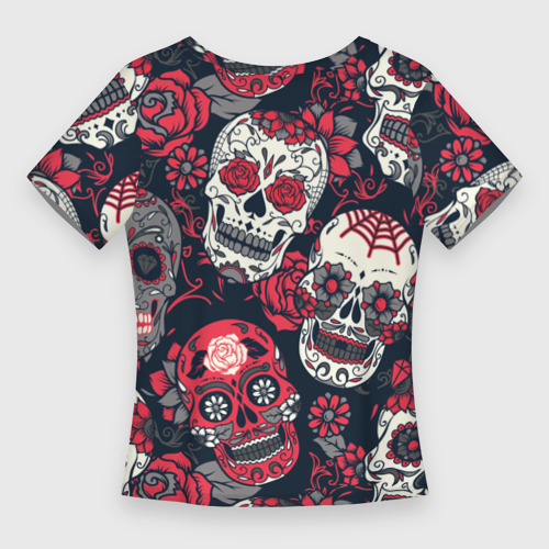 Женская футболка 3D Slim Мексиканские черепа в день мертвых, цвет 3D печать - фото 2