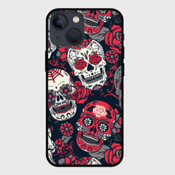 Чехол для iPhone 13 mini Мексиканские черепа в день мертвых