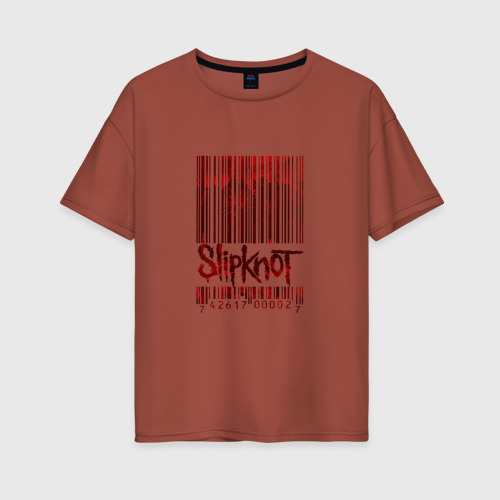 Женская футболка хлопок Oversize Slipknot, цвет кирпичный