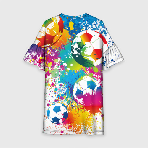 Детское платье 3D Футбольные мячи - красочные брызги, цвет 3D печать - фото 2