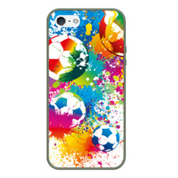 Чехол для iPhone 5/5S матовый Футбольные мячи - красочные брызги