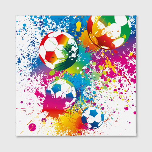Холст квадратный Футбольные мячи - красочные брызги, цвет 3D печать - фото 2