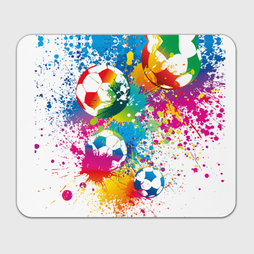 Прямоугольный коврик для мышки Футбольные мячи - красочные брызги