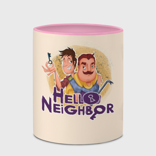 Кружка с полной запечаткой Hello Neighbor, цвет белый + розовый - фото 4
