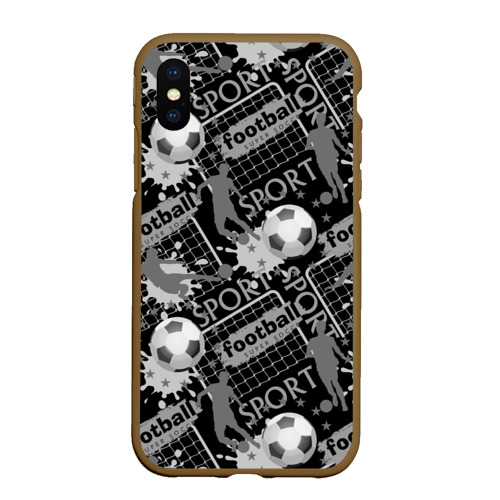 Чехол для iPhone XS Max матовый Football, цвет коричневый