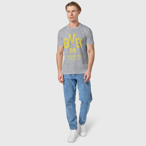 Мужская футболка хлопок Боруссия Дортмунд, цвет меланж - фото 5