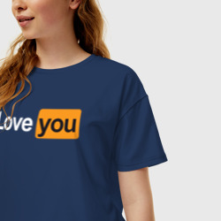 Женская футболка хлопок Oversize Love you Pornhub style - фото 2