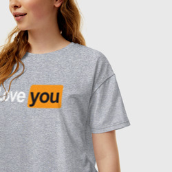 Женская футболка хлопок Oversize Love you Pornhub style - фото 2