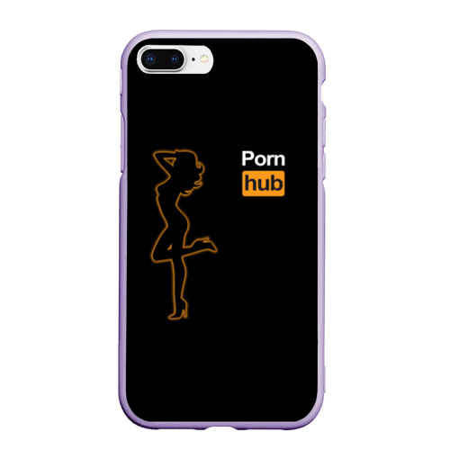 Чехол для iPhone 7Plus/8 Plus матовый Pornhub neon girl, цвет светло-сиреневый