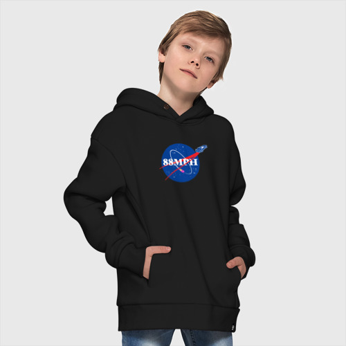 Детское худи Oversize хлопок NASA Delorean, цвет черный - фото 9