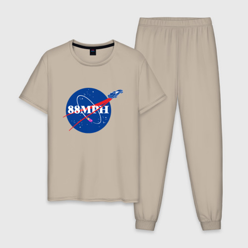 Мужская пижама хлопок NASA Delorean, цвет миндальный