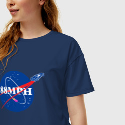 Женская футболка хлопок Oversize NASA Delorean - фото 2