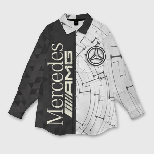 Женская рубашка oversize 3D с принтом Mercedes, вид спереди #2