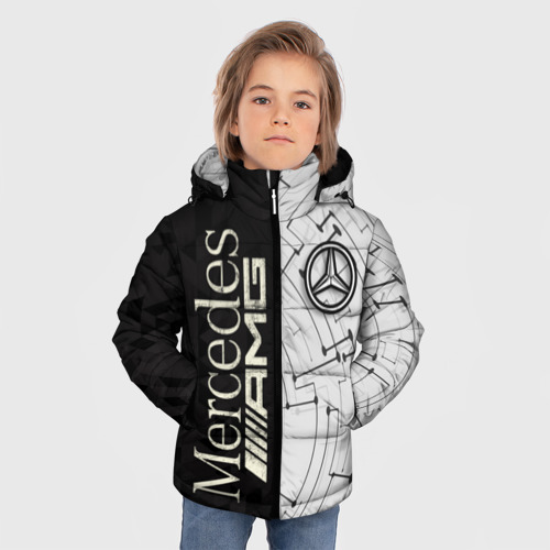 Зимняя куртка для мальчиков 3D с принтом Mercedes, фото на моделе #1
