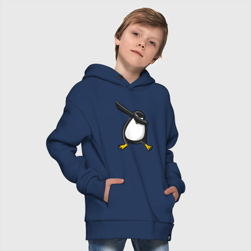 Детское худи Oversize хлопок Dab Пингвин, цвет темно-синий - фото 9