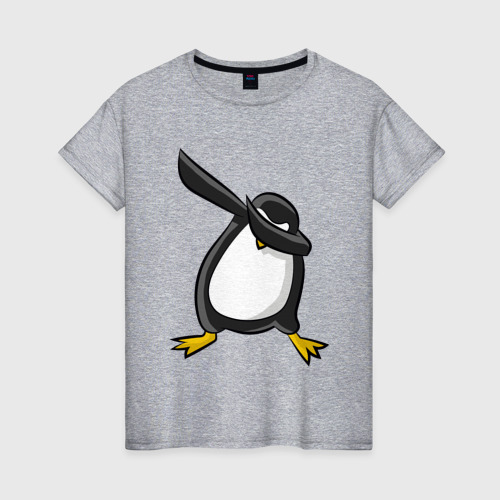 Женская футболка хлопок Dab Пингвин, цвет меланж