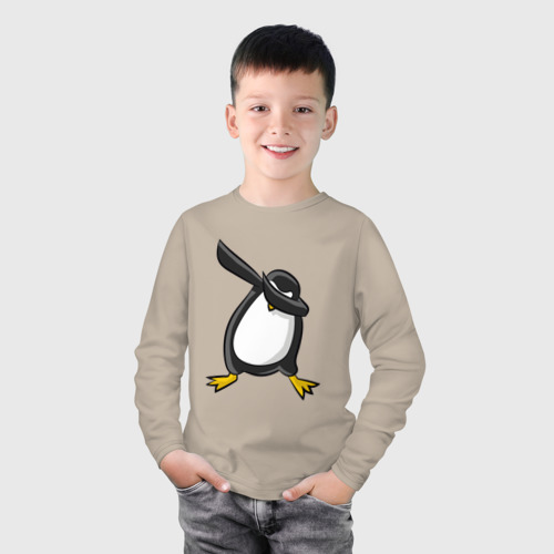 Детский лонгслив хлопок Dab Пингвин, цвет миндальный - фото 3