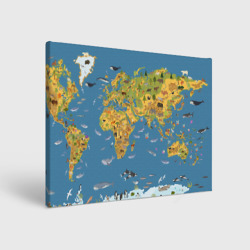 Холст прямоугольный Карта мира детская