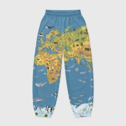 Женские джоггеры оверсайз 3D Карта мира детская