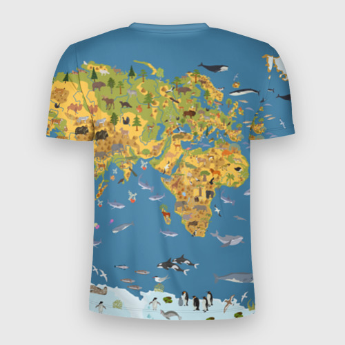 Мужская футболка 3D Slim Карта мира детская, цвет 3D печать - фото 2