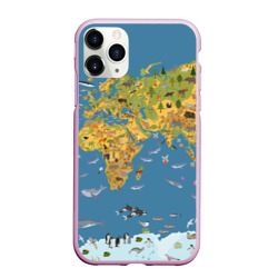 Чехол для iPhone 11 Pro Max матовый Карта мира