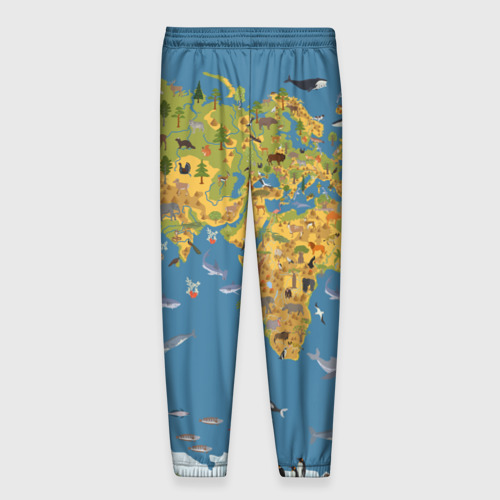 Мужские брюки 3D с принтом Карта мира детская, вид сзади #1