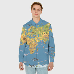 Мужская рубашка oversize 3D Карта мира детская - фото 2