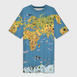 Платье-футболка 3D Карта мира детская