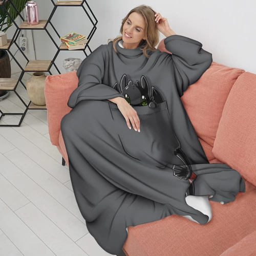 Плед с рукавами с принтом Как приручить дракона, вид сбоку #3