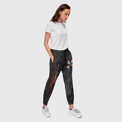 Женские брюки 3D с принтом Umbrella corporation, вид сбоку #3