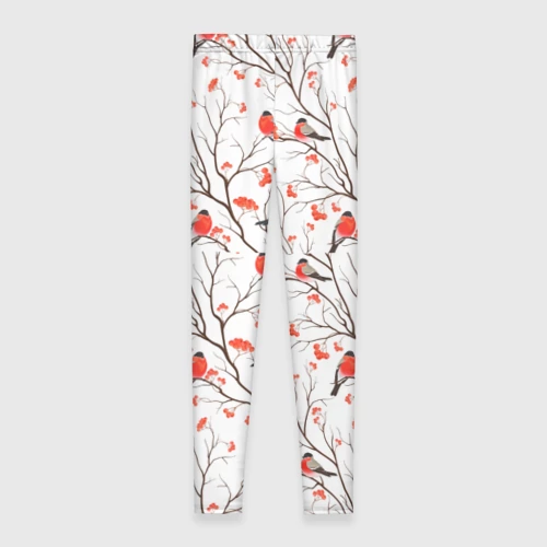 Леггинсы 3D Снегири в зимнем лесу - фото 2