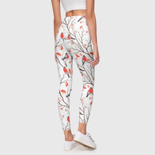 Леггинсы 3D Снегири в зимнем лесу - фото 4
