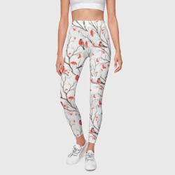 Леггинсы 3D Снегири в зимнем лесу - фото 2