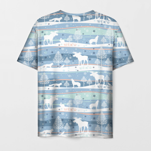 Мужская футболка 3D Зимний лес с животными, цвет 3D печать - фото 2