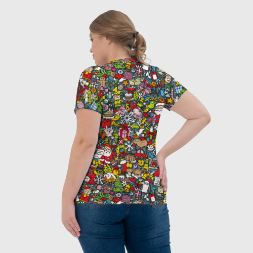 Женская футболка 3D с принтом Рождественский коллаж, вид сзади #2