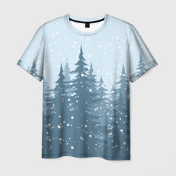 Мужская футболка 3D Зимний ельник