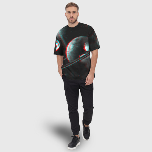 Мужская футболка oversize 3D Cosmos Glitch, цвет 3D печать - фото 5