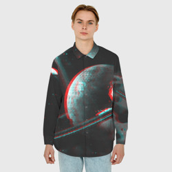 Мужская рубашка oversize 3D Cosmos Glitch - фото 2