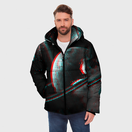 Мужская зимняя куртка 3D Cosmos Glitch, цвет черный - фото 3