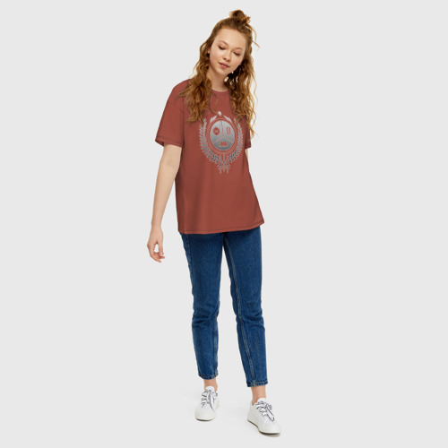 Женская футболка хлопок Oversize Destiny guardians, цвет кирпичный - фото 5
