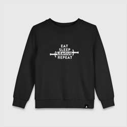 Детский свитшот хлопок League of Legends - Eat sleep repeat надпись